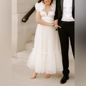 Lulu's Cream Midi Dress